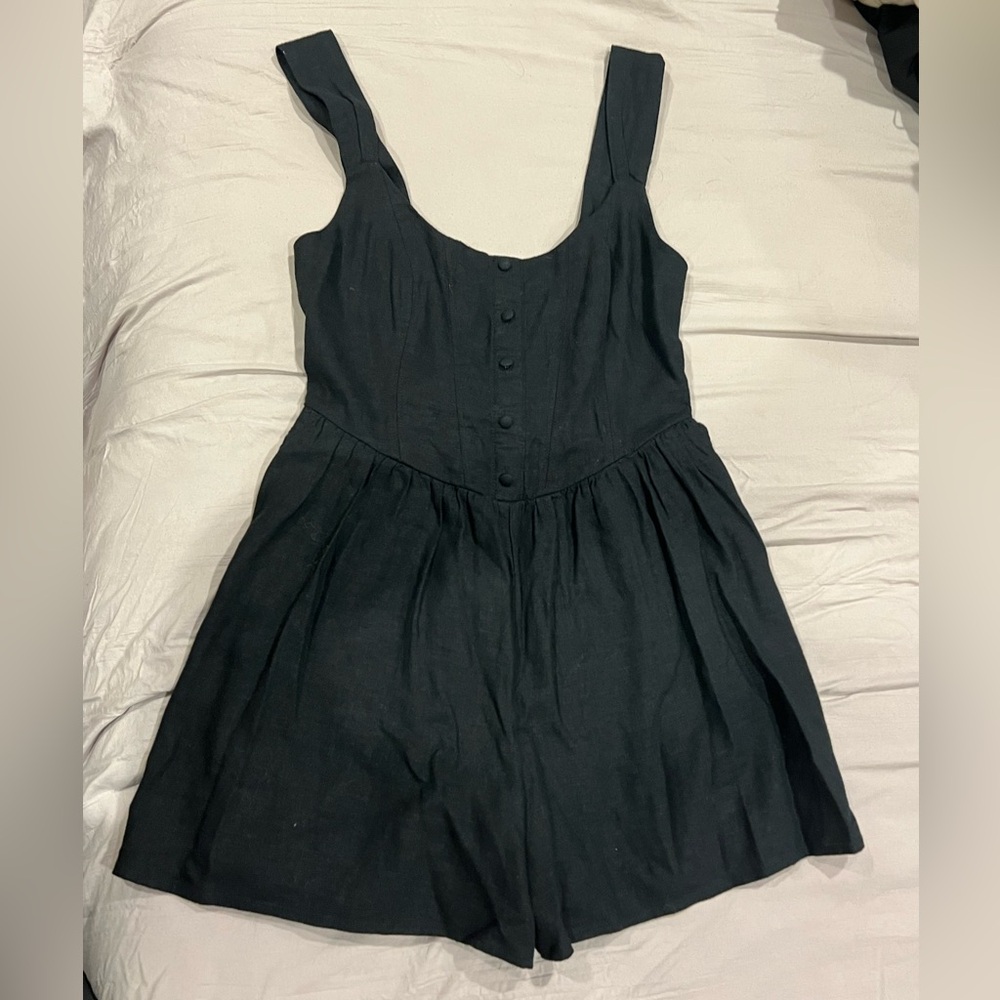 ABERCROMBIE AND FITCH black linen jumpsuitsuit